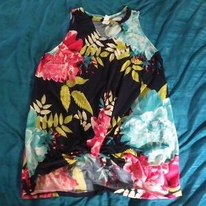 Ladies knotted sheer tank